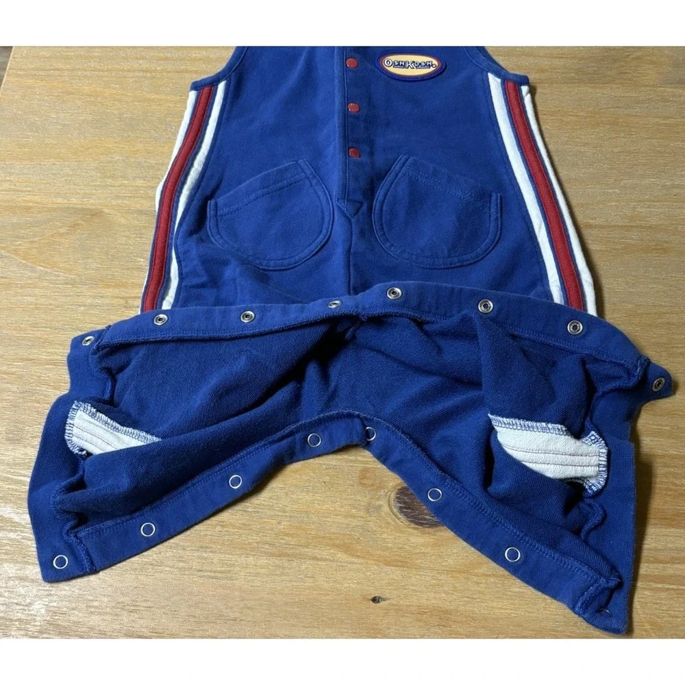 Vintage Oshkosh b'gosh 18m overalls jump bodysuit romper Blue Red Striped
